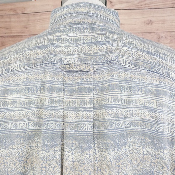 VINTAGE GANT PRINTED TWILL SHORT SLEEVE BUTTON DOWN SHIRT MENS SIZE L 90s - Picture 6 of 8